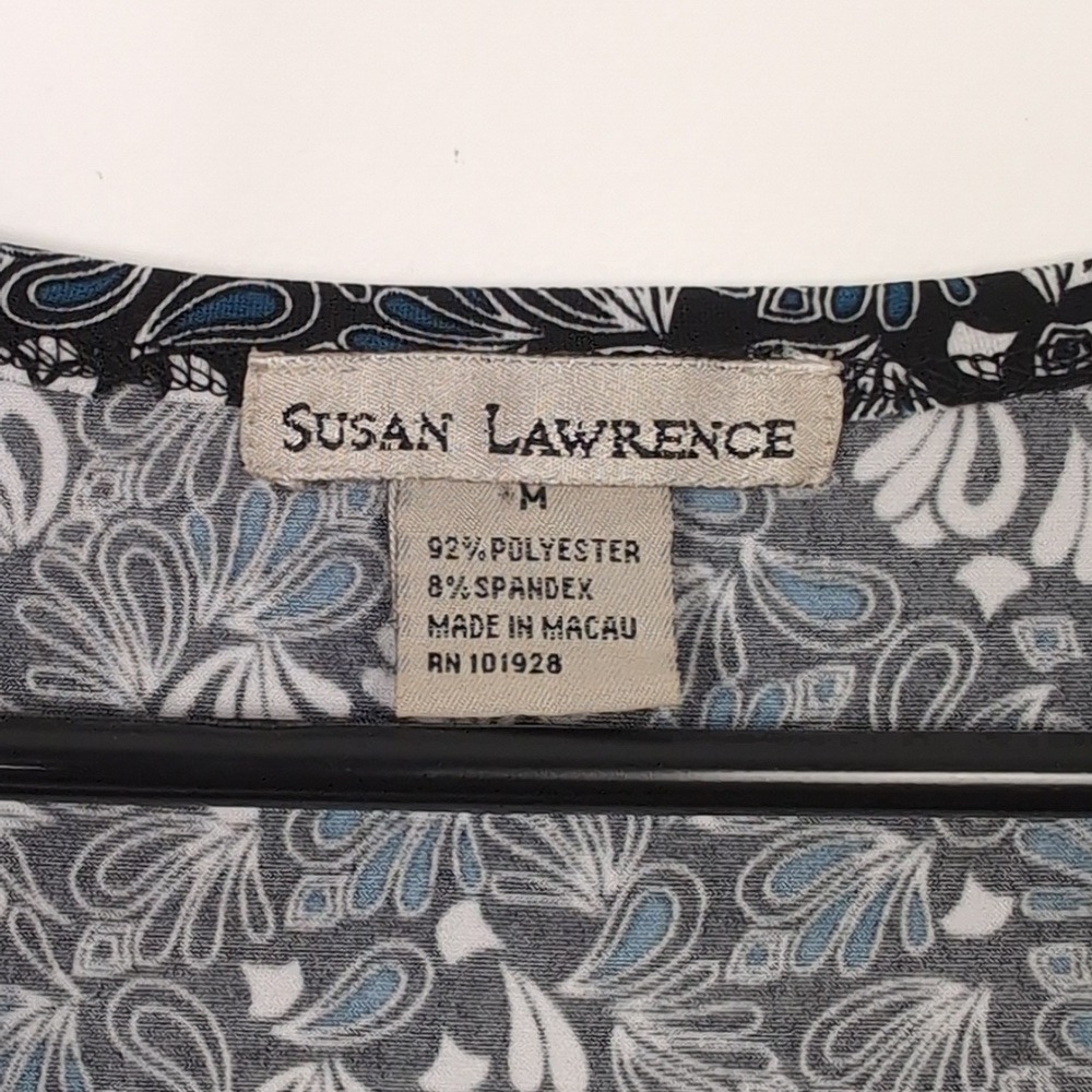 Susan Lawrence Womens Medium Black Knot Front V Neck Frilly Sleeve Short Sleeve‎ - Picture 2 of 3